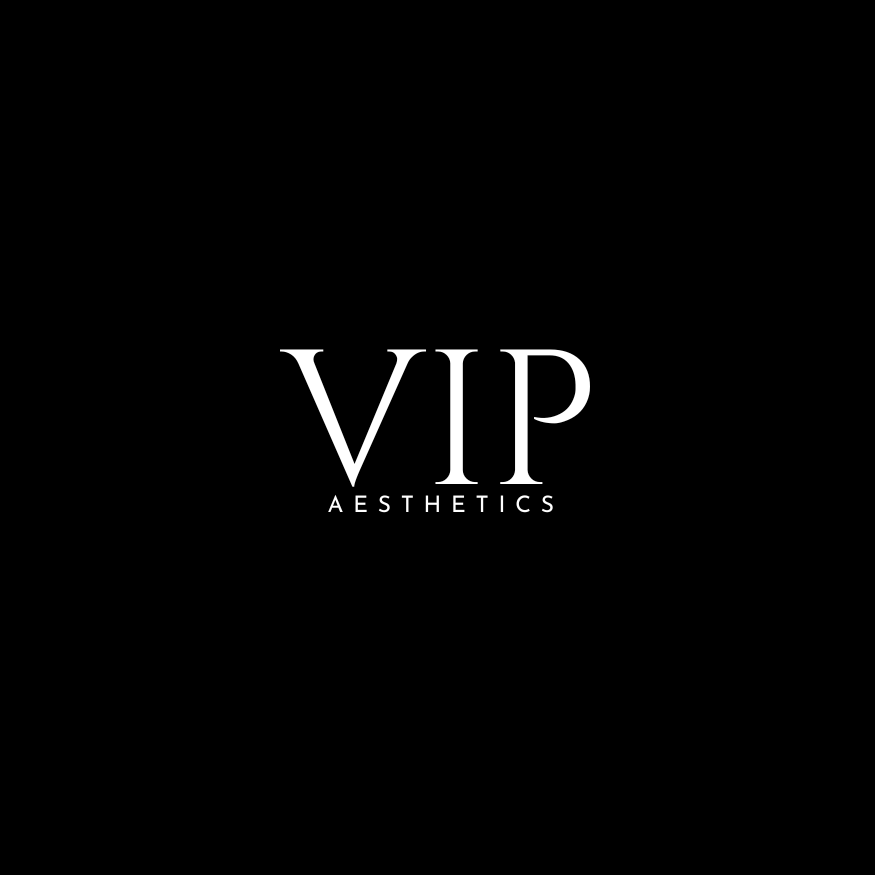 White letter VIP black background